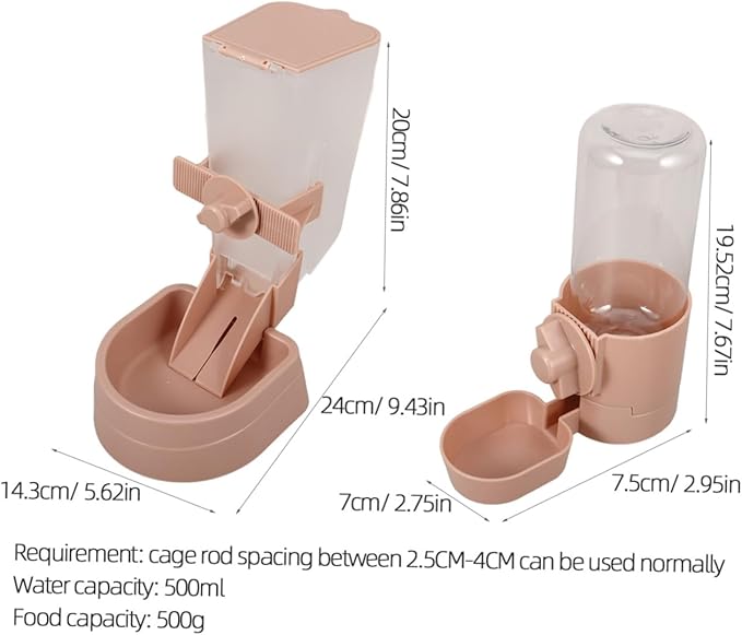 1set Automatic Hanging Pet Feeder Water Dispenser for Dogs and Cats Compact Body for Easy Observation Stable Design to Prevent Spills for Cages