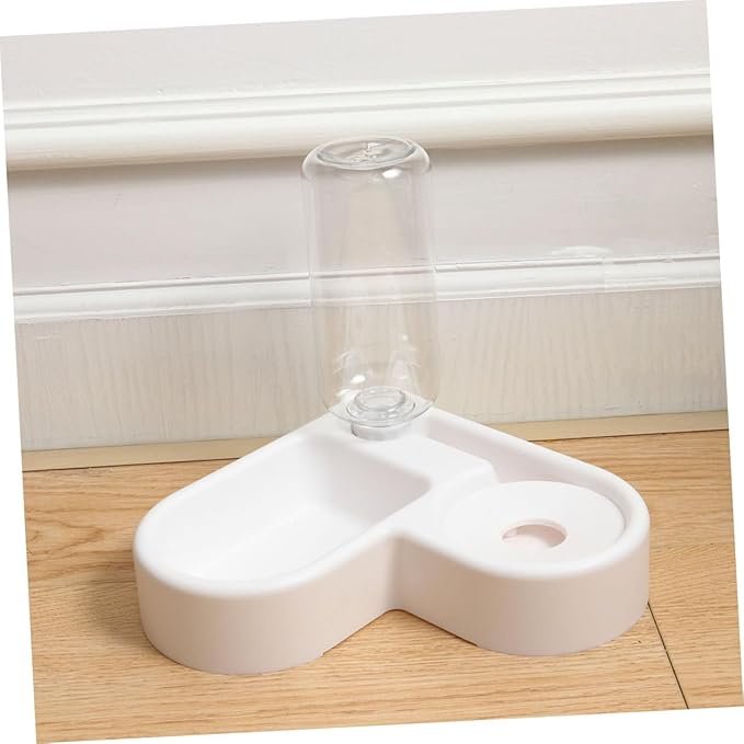 Angoily 2pcs Corner Shape Pet Feeder Automatic Water Dispenser Bottle Dual Bowls for Cats Dogs Practical Non- Design Detachable Nozzle Plastic Pet Supplies