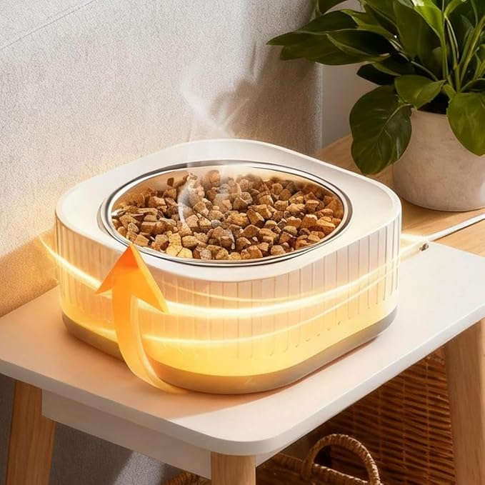 Automatic Winter Outdoor Heated Pet Water Bowl - Stainless Steel Thermostatic Warming Dish for Dogs, Cats & Chickens - Anti-Chew Cord Thermostatic Bowl for Small Animal (1PCS B)