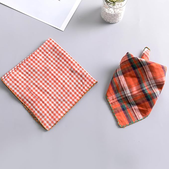 Double Layers Two Tones Dog Cotton Square Bandana Bibs Scarf Kerchief for Small Medium Dogs Boy or Girl - DCB21 O&G