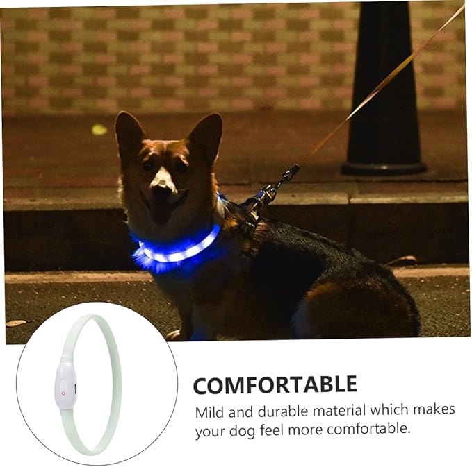 USB Rechargeable Glowing LED Pet Dog Collar Lightweight Luminous Night Safety Collar with Multiple Flashing Modes for Visibility and Decoration
