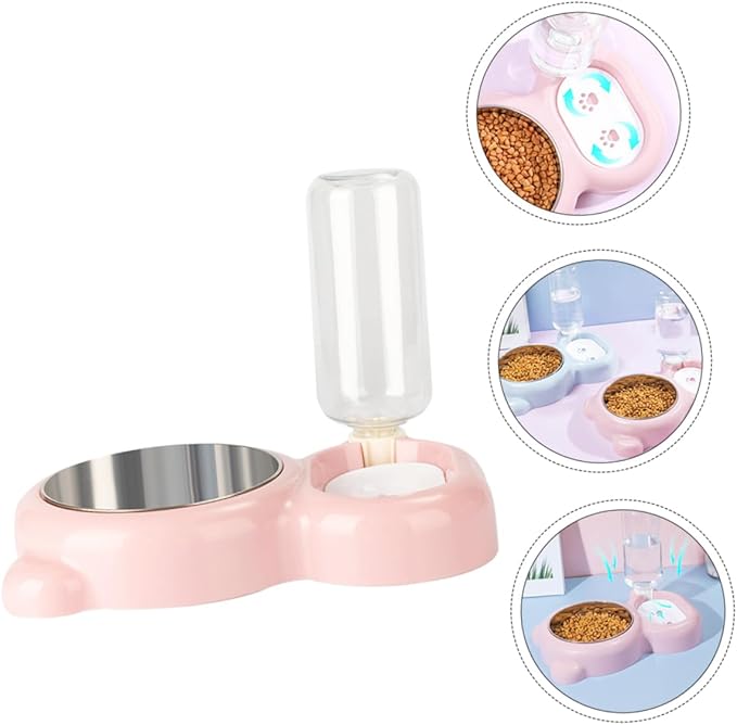 Stainless Steel Double PET Feeding Bowl Waterproof Dog Bowl Automatic Water Feeder for Dogs and Cats 2-in-1 Design