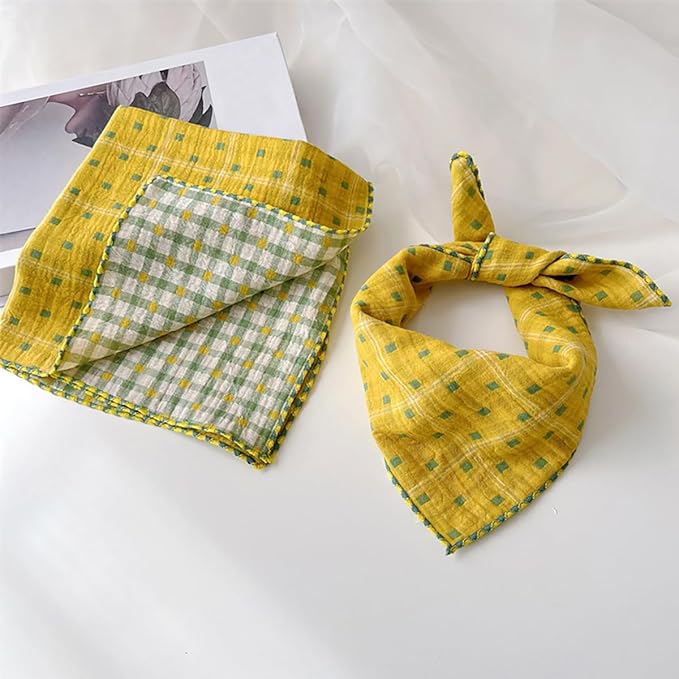 Double Layers Two Tones Dog Cotton Square Bandana Bibs Scarf Kerchief for Small Medium Dogs Boy or Girl - DCB02 Y&G