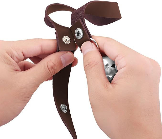 Leather Dog Doorbells for Door Knob, Dog Bells to Go Outside & Puppy Potty Training, Adjustable Brass Dog Bell, Makes Training Your Puppy a Breeze.