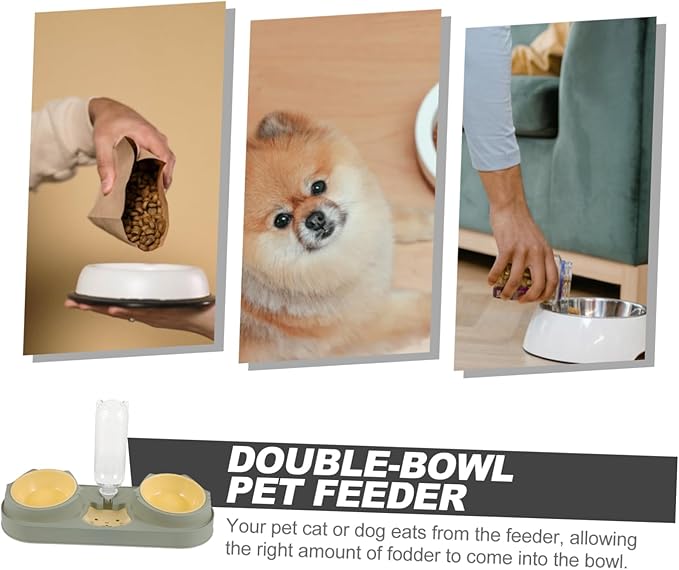 Mipcase Pet Double Bowl Feeder Automatic Dispenser Dog Cat Food and Water Dispenser Random Style