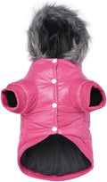 LESYPET Dog Coat for Small Dogs, Windproof Doggie Puffer Jacket with Leash Hole, Extra Warm Dog Jacket Winter Coat, Pink L