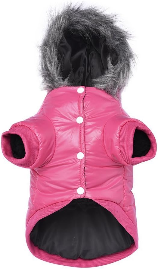 LESYPET Dog Coat for Small Dogs, Windproof Doggie Puffer Jacket with Leash Hole, Extra Warm Dog Jacket Winter Coat, Pink M