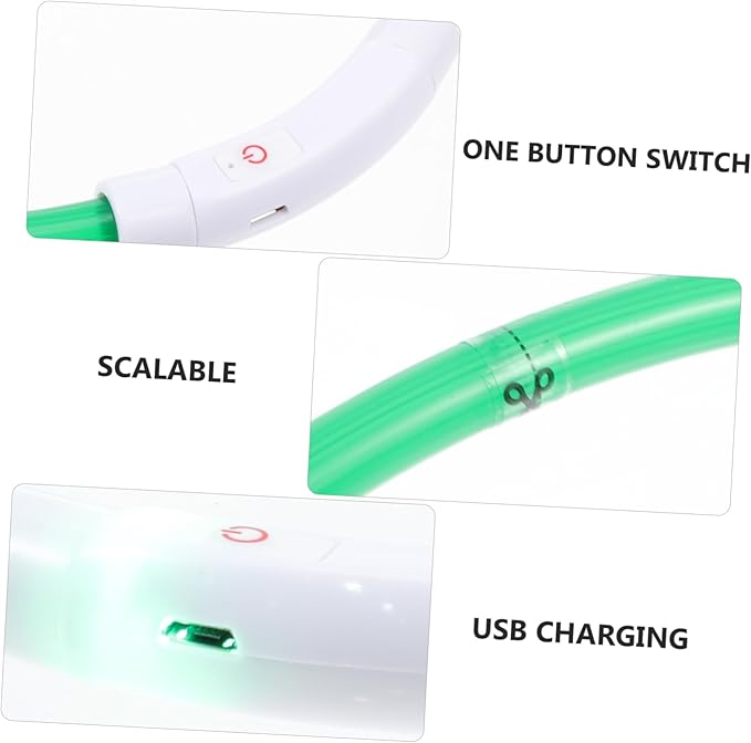 BESPORTBLE Rechargeable Led Pet Safety Collar Flashing Light up Necklace for Dogs Cats Fiber Optic Design Stylish High Visibility Dark for