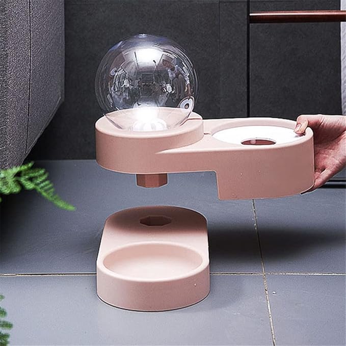 Dog Bowls Cats Water Fountain Automatic Pet Feeder for Dogs Cats 1.8L Pet Drinking Dispenser Dog Double Bowl (Color : Pink) (Blue)