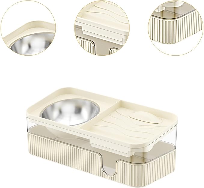 Cats Dog Water and Food Feeder,Pet Supplies,Pet Water Dispenser, Pet Automatic Feeder,Pet Watering Dispenser Puppy, Cream
