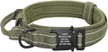 Military Tactical Pet Dog Collar Personalized Custom Nylon Reflective Small Medium Large Dog Collars Engraved ID Name Adjustable Green M