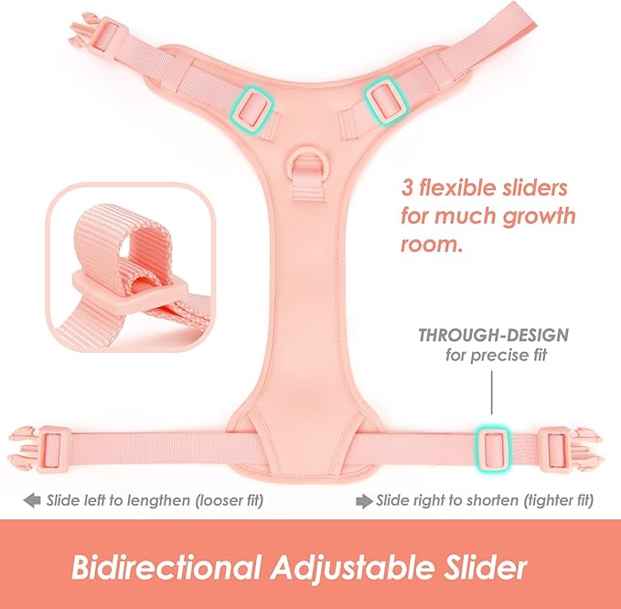 No Pull Dog Harness, Puppy Vest with Front Clip for Small Medium Large Sized Dog(Light Pink,XL)