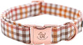 Elegant little tail Fall Dog Collar, Autumn Pet Collar Durable Yellow Plaid Dog Collars Male or Female Holiday Pet Gift Adjustable Dog Collar for X-Small Dogs