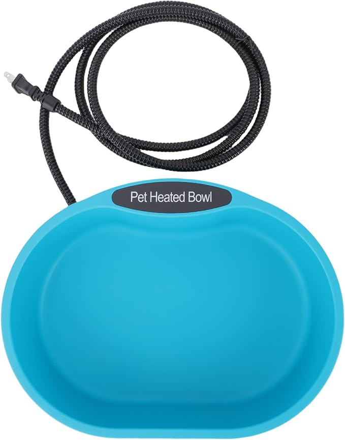 Asixxsix Heated Water Bowl, 3.7L Outdoor Anti Freeze Automatic Pet Waterer with Anti Chew Cord for Dogs Cats Chickens in Winter (US Plug 110-120V)