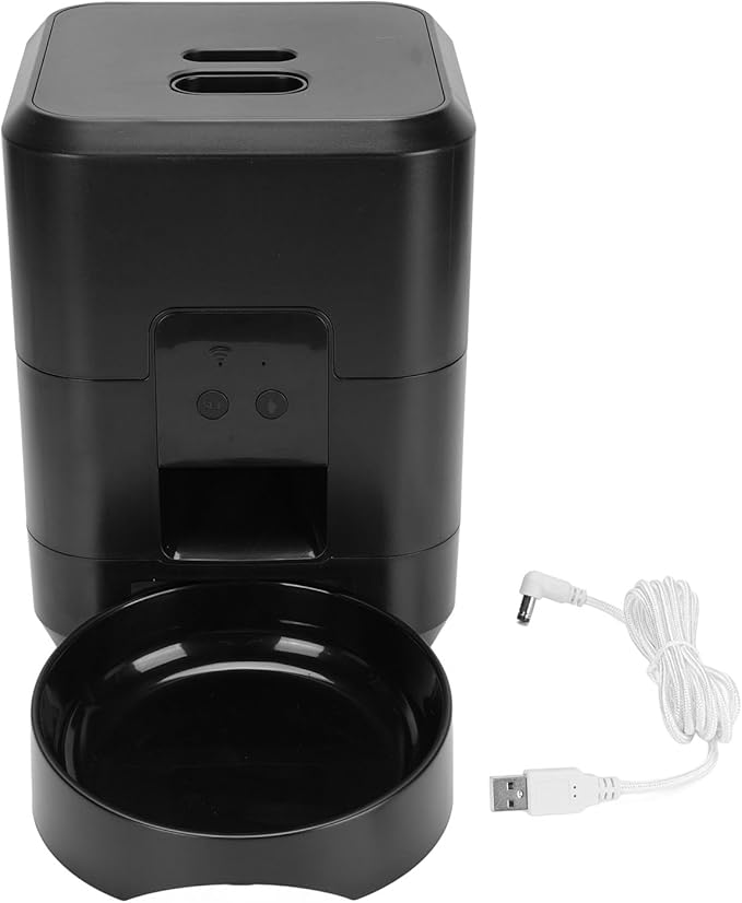 Automatic Dog Feeder, Timed Portion ControlDry Food Dispenser Accurate Distribution for Small and Large Cats Dogs Parallel Timed Feeding Suitable for Multi Pet Households (Black)