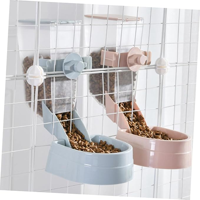 Luxshiny 2l Hanging Automatic Pet Feeder Dog Food Dispenser Station with Crate Mount, Sky Blue Sturdy Plastic, Suitable for Puppies and Small Dogs