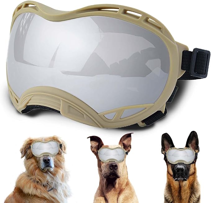 Dog Sunglasses,Doggles Anti-UV Protection,Pet Sunglasses with Adjustable Strap,Suitable for Motorcycle Car Driving Bike Riding Hiking Swimming Wind Dust Fog Dog Eye Protection