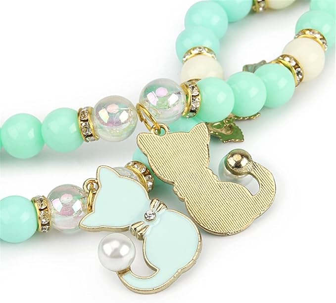 Dog Collar Flower Teddy Dog Collars Artificial Rhinestone Pet Necklace Collar for Cats Small Dogs Necklace (Green Large)