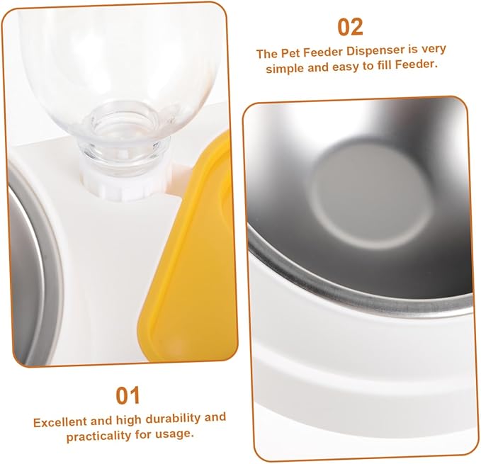 Automatic Pet Food and Water Feeder with Detachable Water Dispenser, Anti-Skid Dog Bowl for Small Dogs and Cats, White 2-in-1 Feeder Suitable for Puppies and Small Animals