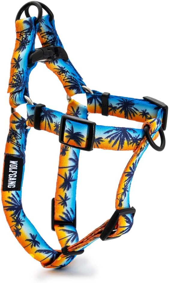 Wolfgang Heavy Duty Adjustable Dog Harness, Pull-Tested to Over 800 lbs for Walking & Training, SunsetPalms Print, Large