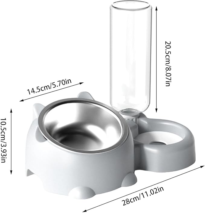 Cat Food and Water Bowl Set, Automatic Dog Dish Bowl with Water Dispenser, Removable Drinking and Eating Bowls, No-Spill Pet Feeder for Puppy, Medium Dogs & Cats (Green)
