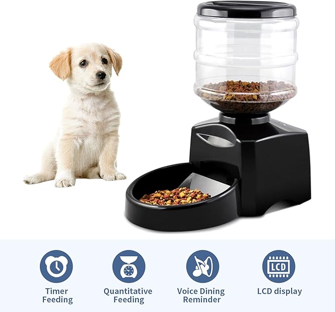 5.5L Automatic Pet Feeder Smart Pet Feeder Timed Dog Cat Food Dispenser Timer Programmable 1-3 Meals 12 s Control Voice Recorder for Dog Cat Small Medium Pets