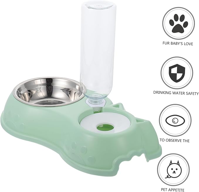 1Set Pet Double Feeder for Dogs and Cats Automatic Water Food Feeding Device with Non Slip Base Practical Pet Supply for Home and Pet Shops for Rabbits and Other