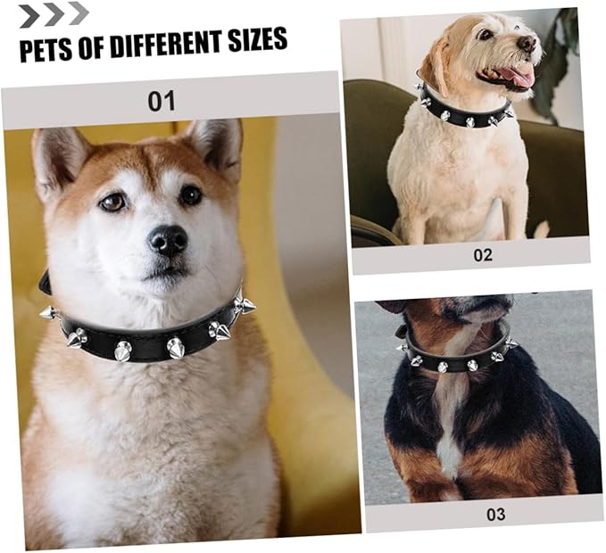 Leather Spiked Dog Collar for Pets Adjustable Studded Pet Collar for Dogs and Cats Wear-Resistant Design and