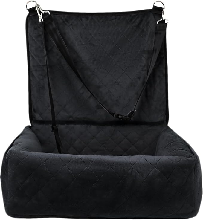 Plush Dog Car Seat for Dogs & Cats, Comfortable Pet Car Seat with 2 Side Pockets, Washable Pet Seats for Vehicle RV SUV Truck Front and Backseat Travel Road Trip Outdoor Commuting