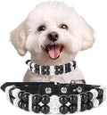 Black XXS Pearl Dog Collars, Pearl Cat Collar Pu Leather Puppy Necklace with Crystal Rhinestone Diamond for Girl Kitten XXSmall Small Medium Female Dogs Jewelry Wedding & Birthday Party, XX-Small