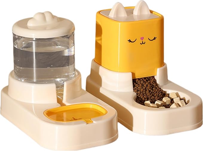 Automatic Cat Feeder, Auto Fill Cat Water Bowl, Cat Food Dispenser, Anti-Slip Automatic Pet Waterer, Large Capacity Cat Water Dispenser, Cute Dog Feeding Bowls (A)