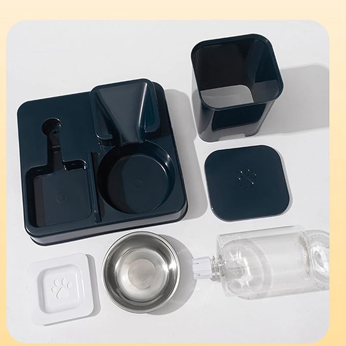 2IN1 Automatic Feeder for Small Dog Cats Food Feeder Double Bowl Food Container and Water Dispenser Pet Dishware