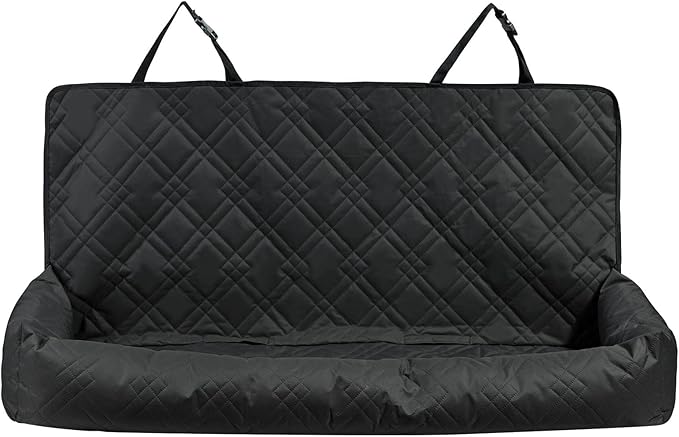 Pet Car Seat, Waterproof Dog Booster Seat with Safety Straps, PP Cotton Filled, 50x19.69x22.05 Inch, Black, for Vehicles and Indoor Use