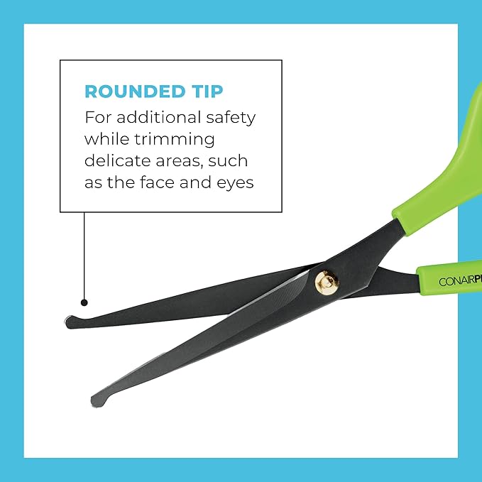 CONAIRPRO Dog & Dat 6" Round Tip Shears, Dog Grooming Scissors, Round Tip Shears For Safe Pet Trimming, Comfortable Ergonomic Design