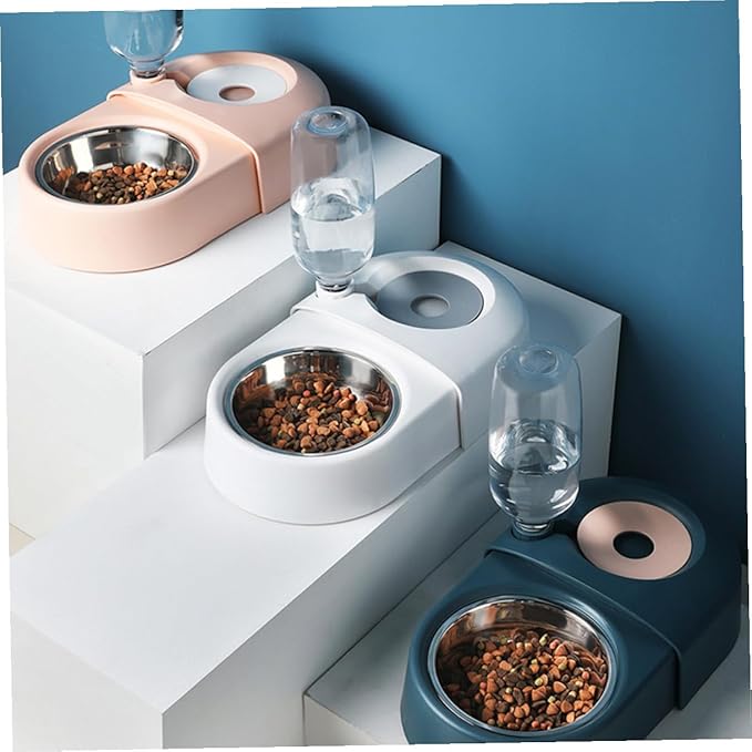 TOYANDONA Automatic Dog Feeder and Water Bowl Spill-Proof Blue Pet Feeding Basin for Cats and Dogs, Anti-tip Food and Water Dish Suitable for Home Use