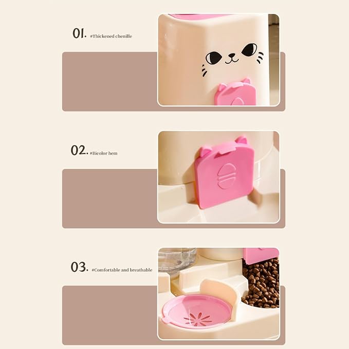 2 in 1 Automatic Pet Feeder and Water Dispenser, 1800ml Dry Food 800ml Water Capacity, Portable Cat Dog Food Bowl for Small Animals-