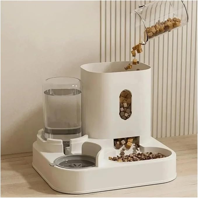 Automatic Feeder Dog Cat Food Bowl with Water Fountain Large Capacity Pet Storage Dispenser Container Puppy Accessories(Gold)