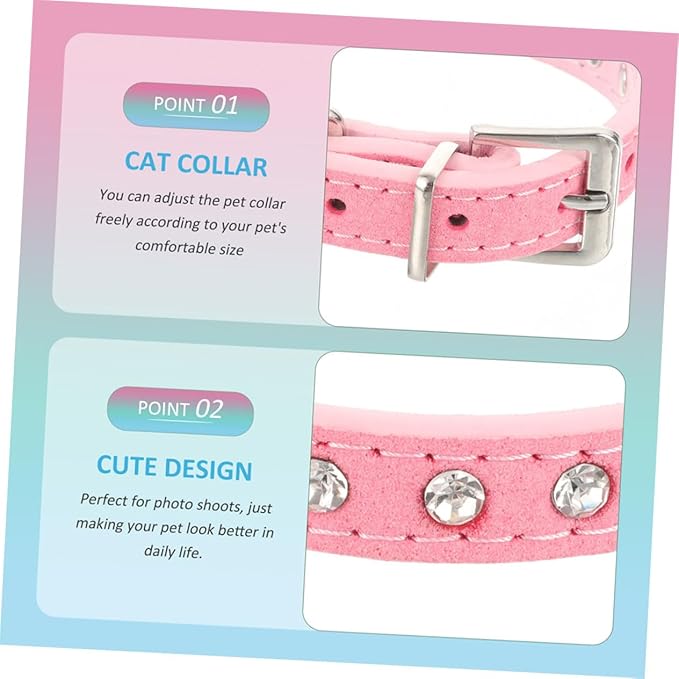 SUPVOX Adjustable Rhinestone Inlaid Dog Collar for Dogs Breathable Pu Material Comfortable Neck Decor Buckle for Pets and Puppies