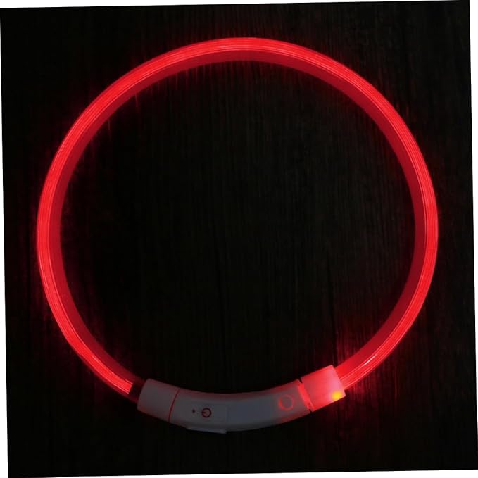 FRCOLOR 2pcs Led Dog Collar USB Rechargeable Glowing Pet Collar for Night Safety Red Material Energy-Saving Led Lights for Evening Walks