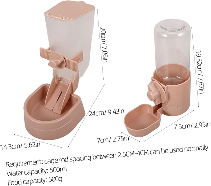 Yardwe 1Set Pet Feeder and Water Dispenser Automatic Hanging Design for Cats and Dogs Stable Convenient Body for Easy Monitoring for Pet Cages