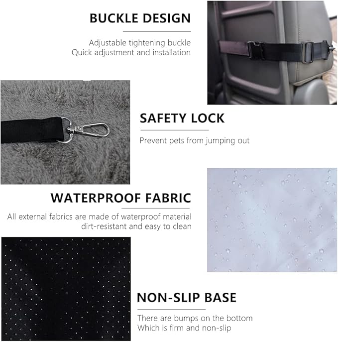 Waterproof Dog Car Seats for Small Medium Dogs, Puppy Booster Seat Pet Safety Car Seat, Travel Pet Booster Seat with Clip-On Safety Leash for Small Dogs or Cats-Grey