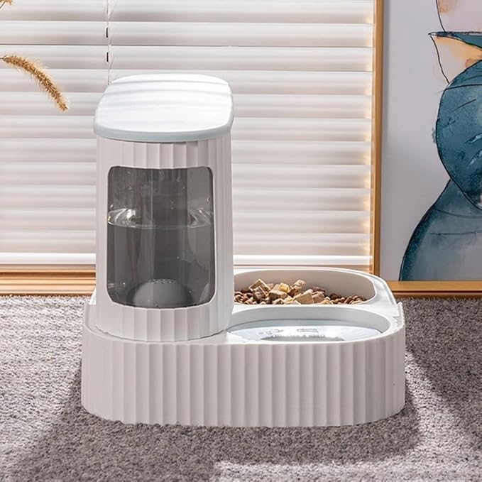 2 in 1 Gravity Cat Food and Water Bowl Set, Automatic Cat Feeder, Dog Feeder, Pet Gravity Feeder, Automatic Water Dispenser and Food Dispenser for Small and Medium Dogs, Cats, Pets ( Gray : Green )
