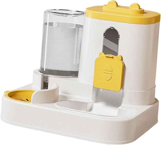 Automatic Pet Feeder and Waterer Dog Feeder Large Capacity, Anti Slip, Water Dispenser, Feeding Station for Cats Small Dogs, Yellow