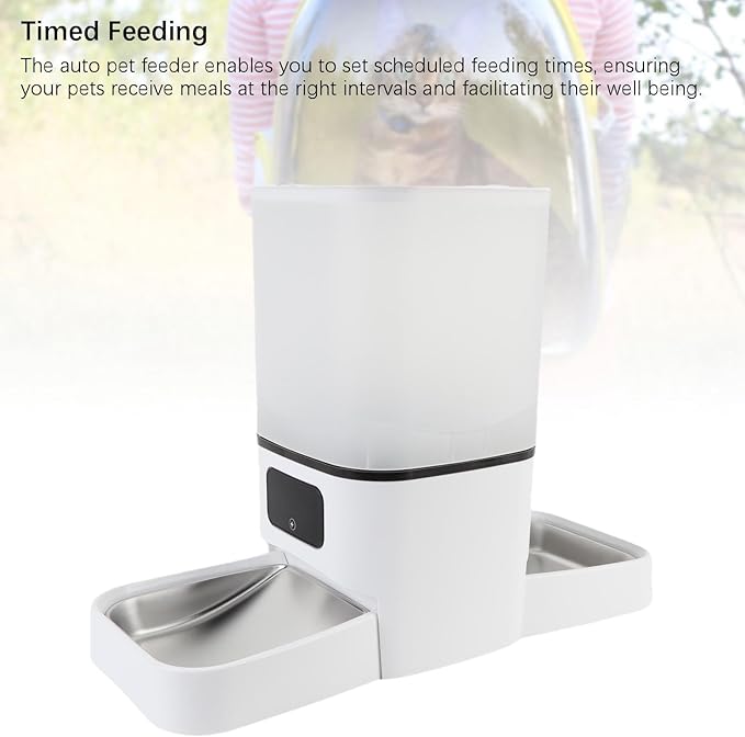 Zerodis Smart Pet Food Dispenser with Generous 6L Capacity, Remote Feeding Control, Timed Feeding for Indoor Pets