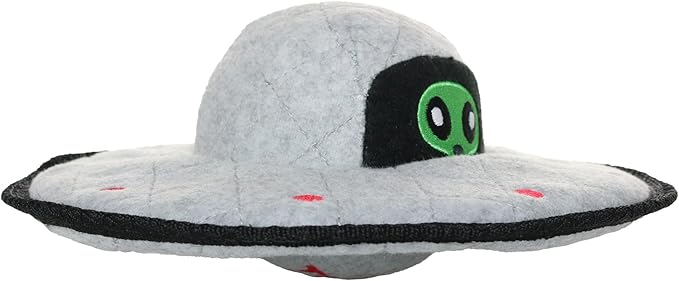 TUFFY® - World's Tuffest Soft Dog Toy - Alien - Multiple Layers. Made Durable, Strong & Tough. Interactive Play (Tug, Toss & Fetch). Machine Washable & Floats. (UFO, Large 2 Pack)