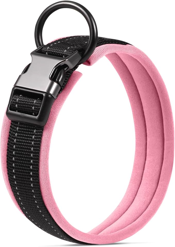 Reflective Dog Collar Pet Collar for Dogs Breathable Adjustable Fit Pink