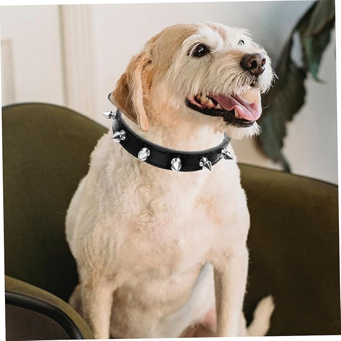 Leather Spiked Dog Collar for Pets Adjustable Studded Pet Collar for Dogs and Cats Wear-Resistant Design and