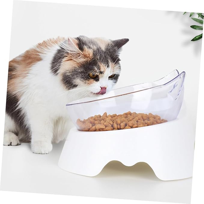 Multi-Function Pet Bowl Set Automatic Water Feeder for Cats and Dogs Dual-Bowl Design with Tilt for Comfortable Eating and Drinking Suitable for Small to Medium Pets White