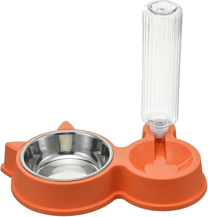 Dog Water and Food Bowl Set, 2 in 1 Automatic Cat Feeder Pet Water Dispenser Double Cat Bowls with Automatic Water Dispenser for Dogs Cats