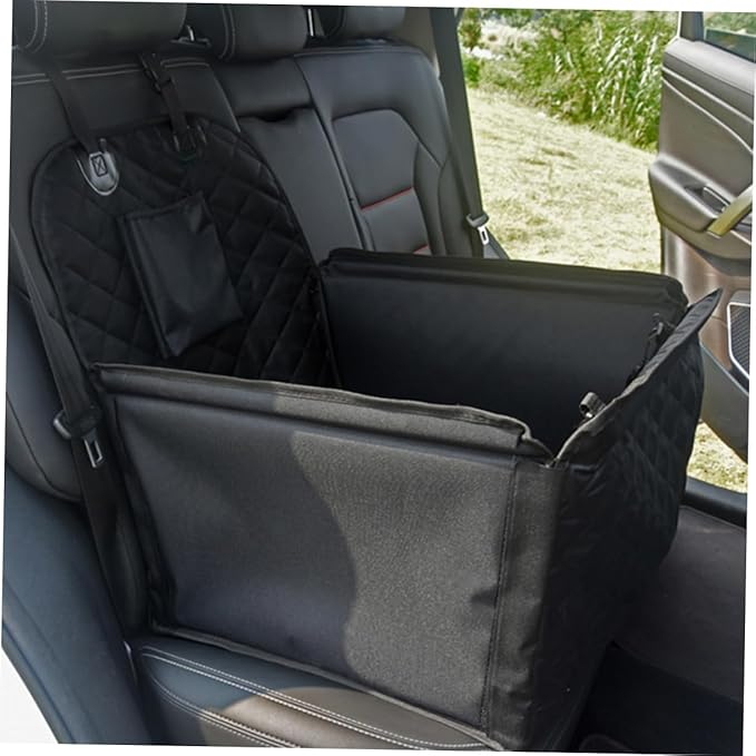 Dog Car Seat Cushion Pet Car Bed Storage Pocket Safety Belt for Travel Thickened Portable Easy to Install